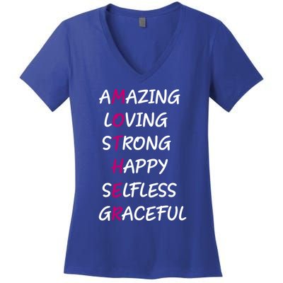 Mother Amazing Loving Strong Happy Selfless Graceful Mom Gift Women's V-Neck T-Shirt