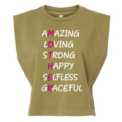 Mother Amazing Loving Strong Happy Selfless Graceful Mom Gift Garment-Dyed Women's Muscle Tee