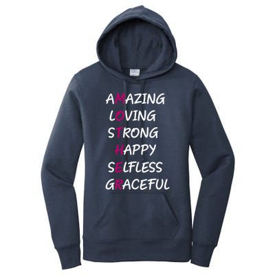 Mother Amazing Loving Strong Happy Selfless Graceful Mom Gift Women's Pullover Hoodie