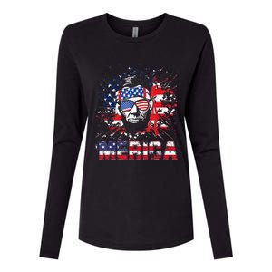 Merica Abe Lincoln 4th Of July Murica Patriotic Womens Cotton Relaxed Long Sleeve T-Shirt