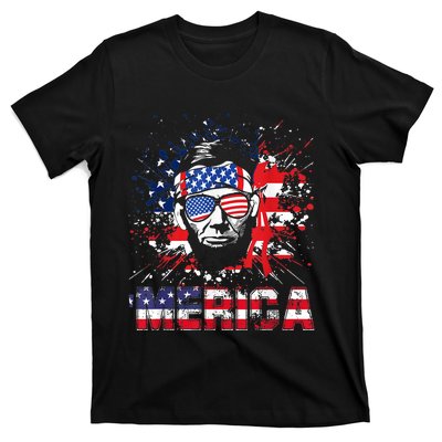 Merica Abe Lincoln 4th Of July Murica Patriotic T-Shirt