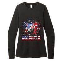 Merica Abe Lincoln 4th Of July Murica Patriotic Womens CVC Long Sleeve Shirt