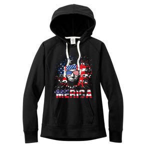 Merica Abe Lincoln 4th Of July Murica Patriotic Women's Fleece Hoodie