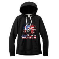 Merica Abe Lincoln 4th Of July Murica Patriotic Women's Fleece Hoodie