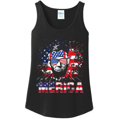 Merica Abe Lincoln 4th Of July Murica Patriotic Ladies Essential Tank