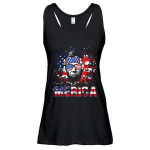 Merica Abe Lincoln 4th Of July Murica Patriotic Ladies Essential Flowy Tank