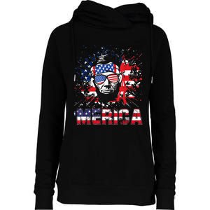 Merica Abe Lincoln 4th Of July Murica Patriotic Womens Funnel Neck Pullover Hood