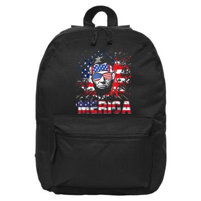 Merica Abe Lincoln 4th Of July Murica Patriotic 16 in Basic Backpack