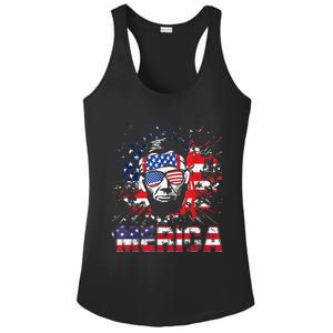 Merica Abe Lincoln 4th Of July Murica Patriotic Ladies PosiCharge Competitor Racerback Tank