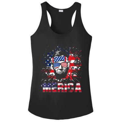 Merica Abe Lincoln 4th Of July Murica Patriotic Ladies PosiCharge Competitor Racerback Tank