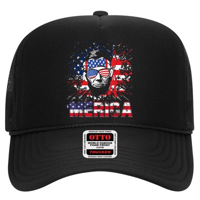 Merica Abe Lincoln 4th Of July Murica Patriotic Trucker Hat