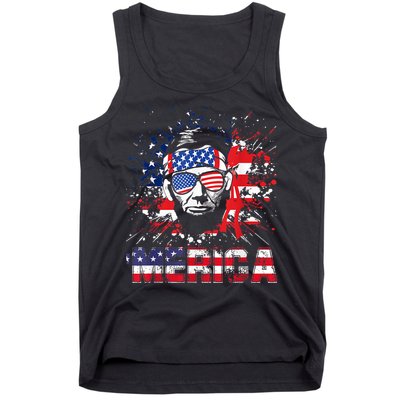 Merica Abe Lincoln 4th Of July Murica Patriotic Tank Top