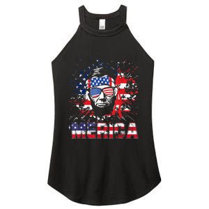 Merica Abe Lincoln 4th Of July Murica Patriotic Women's Perfect Tri Rocker Tank