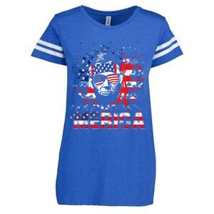 Merica Abe Lincoln 4th Of July Murica Patriotic Enza Ladies Jersey Football T-Shirt