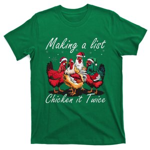 Making A List Chicken It Twice Funny Chicken Santa Hat Xmas T-Shirt