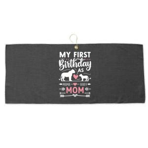 Mom And Lioness And Cub My First Birthday As A Mom Gift Large Microfiber Waffle Golf Towel