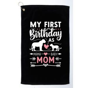 Mom And Lioness And Cub My First Birthday As A Mom Gift Platinum Collection Golf Towel