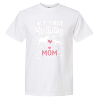 Mom And Lioness And Cub My First Birthday As A Mom Gift Garment-Dyed Heavyweight T-Shirt