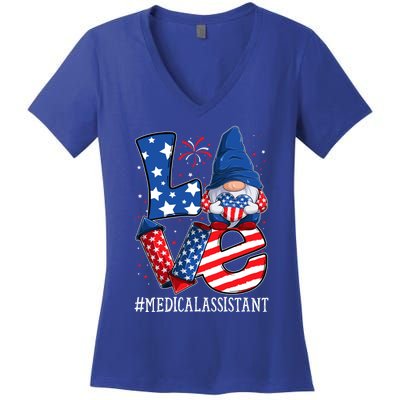 Medical Assistant Love 4th Of July Gnome Usa Patriotic Gift Women's V-Neck T-Shirt