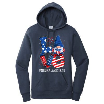 Medical Assistant Love 4th Of July Gnome Usa Patriotic Gift Women's Pullover Hoodie