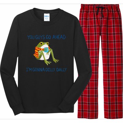 Meme Animal Lover Quote You Guys Go Ahead Funny Frog Drink Long Sleeve Pajama Set