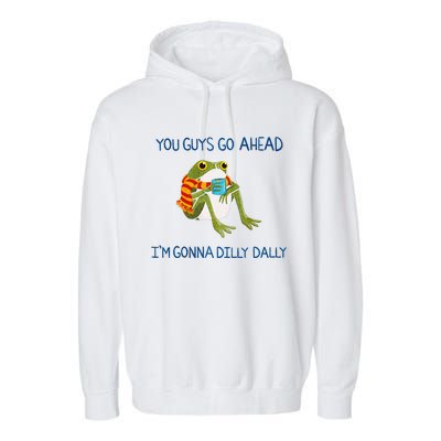 Meme Animal Lover Quote You Guys Go Ahead Funny Frog Drink Garment-Dyed Fleece Hoodie