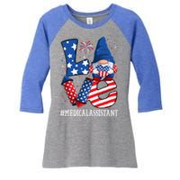 Medical Assistant Love 4th Of July Gnome Usa Patriotic Great Gift Women's Tri-Blend 3/4-Sleeve Raglan Shirt