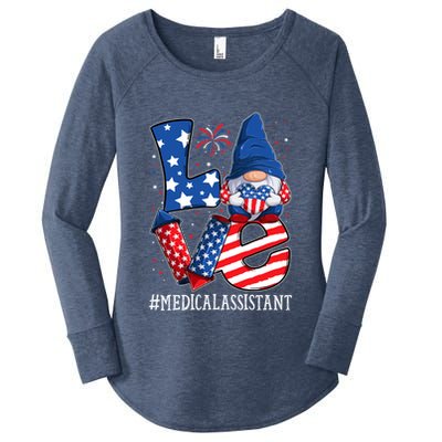 Medical Assistant Love 4th Of July Gnome Usa Patriotic Great Gift Women's Perfect Tri Tunic Long Sleeve Shirt