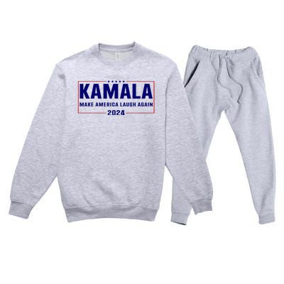 Make America Laugh Again American Flag Kamala 2024 Premium Crewneck Sweatsuit Set