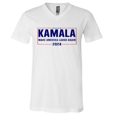 Make America Laugh Again American Flag Kamala 2024 V-Neck T-Shirt