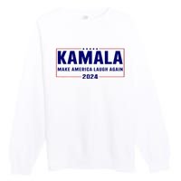 Make America Laugh Again American Flag Kamala 2024 Premium Crewneck Sweatshirt