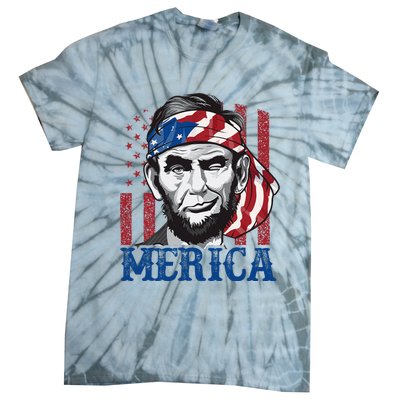 Merica Abraham Lincoln American Flag Tie-Dye T-Shirt