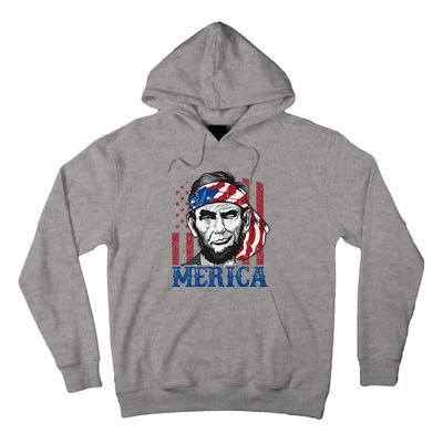 Merica Abraham Lincoln American Flag Tall Hoodie