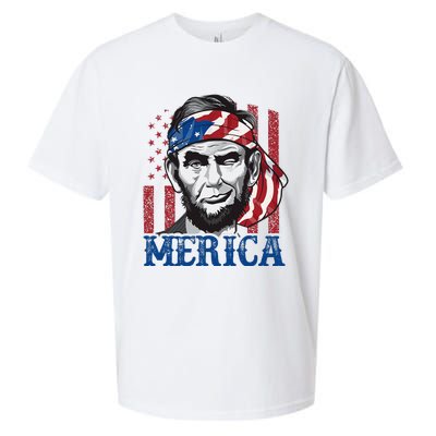 Merica Abraham Lincoln American Flag Sueded Cloud Jersey T-Shirt