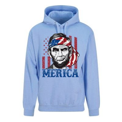 Merica Abraham Lincoln American Flag Unisex Surf Hoodie