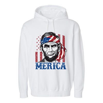 Merica Abraham Lincoln American Flag Garment-Dyed Fleece Hoodie