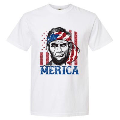 Merica Abraham Lincoln American Flag Garment-Dyed Heavyweight T-Shirt