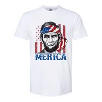 Merica Abraham Lincoln American Flag Softstyle CVC T-Shirt