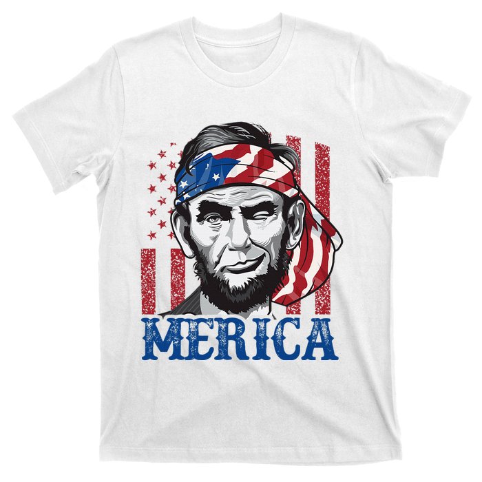 Merica Abraham Lincoln American Flag T-Shirt