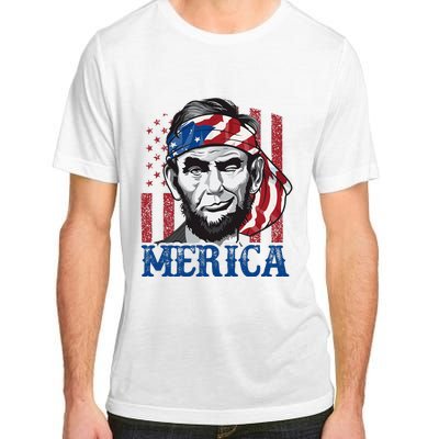 Merica Abraham Lincoln American Flag Adult ChromaSoft Performance T-Shirt