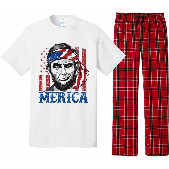 Merica Abraham Lincoln American Flag Pajama Set