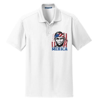 Merica Abraham Lincoln American Flag Dry Zone Grid Polo