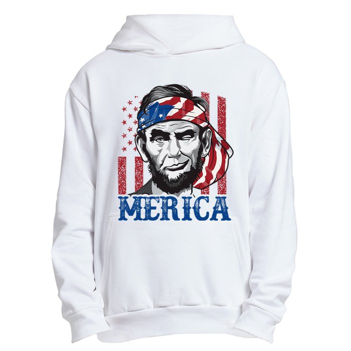 Merica Abraham Lincoln American Flag Urban Pullover Hoodie