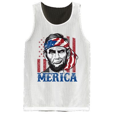 Merica Abraham Lincoln American Flag Mesh Reversible Basketball Jersey Tank