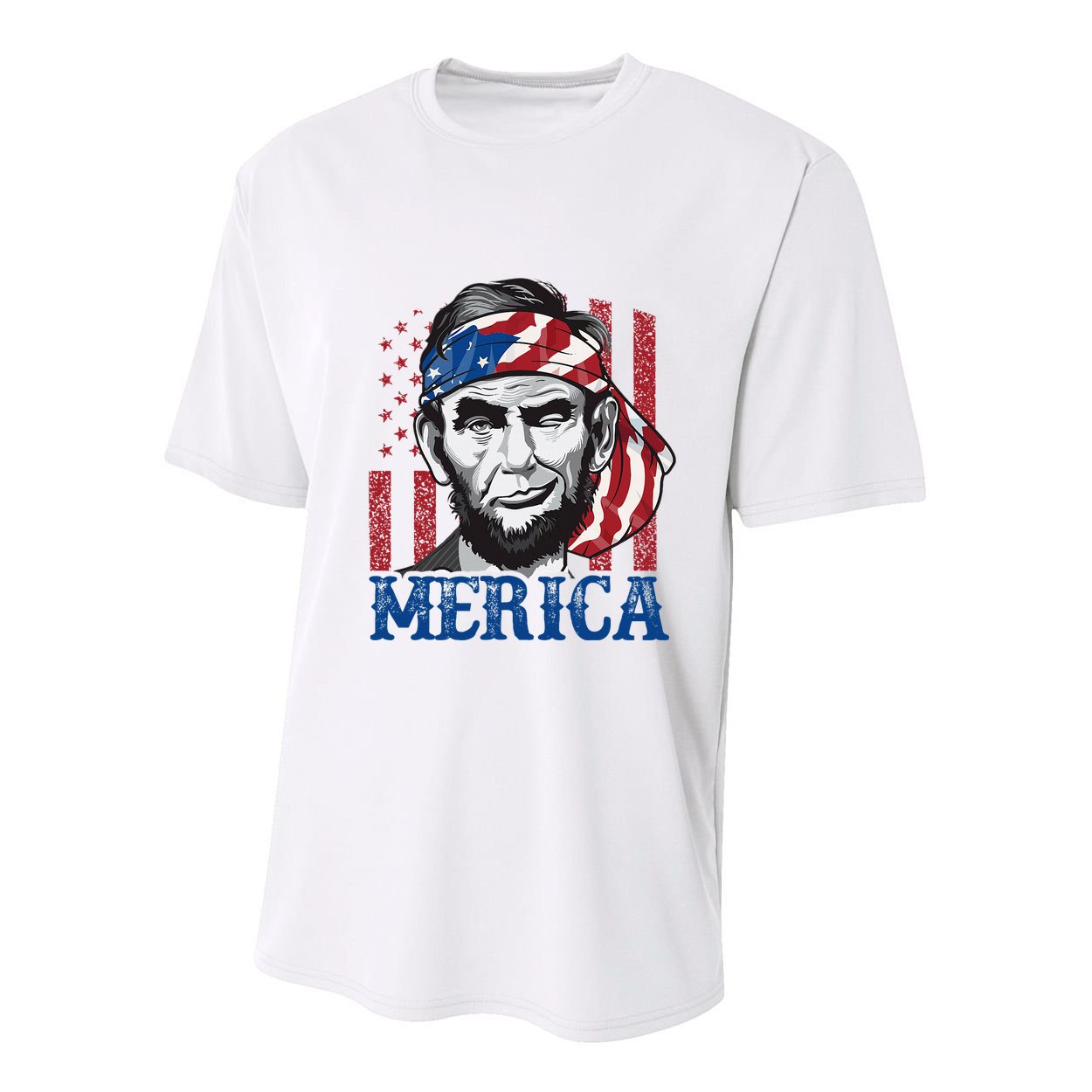 Merica Abraham Lincoln American Flag Youth Performance Sprint T-Shirt