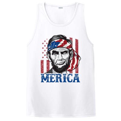 Merica Abraham Lincoln American Flag PosiCharge Competitor Tank