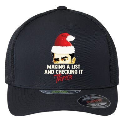 Making A List And Checking It Thrice Funny Christmas Saying Gift Flexfit Unipanel Trucker Cap