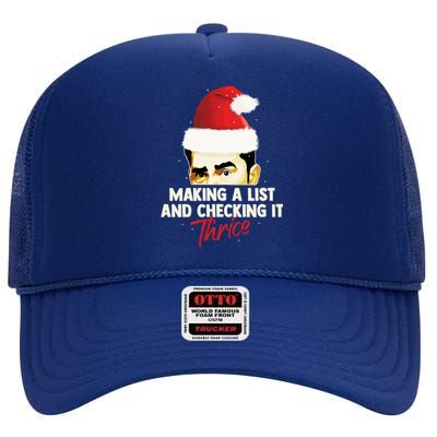 Making A List And Checking It Thrice Funny Christmas Saying Gift High Crown Mesh Back Trucker Hat