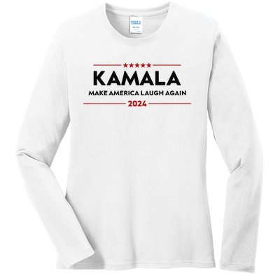 Make America Laugh Again Funny Kamala 2024 Ladies Long Sleeve Shirt