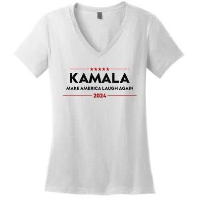 Make America Laugh Again Funny Kamala 2024 Women's V-Neck T-Shirt